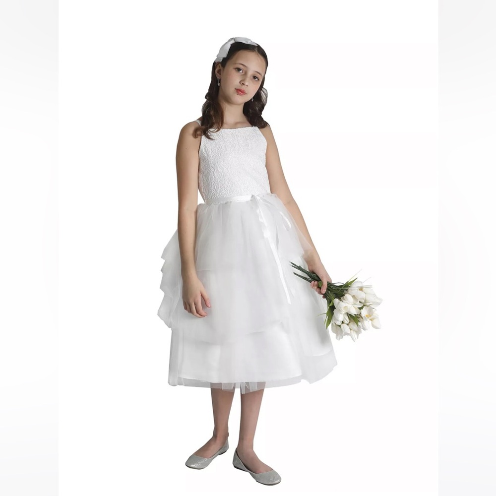 US Angels Size 5 pretty ballerina flower girl dress with lace sparkle bodice